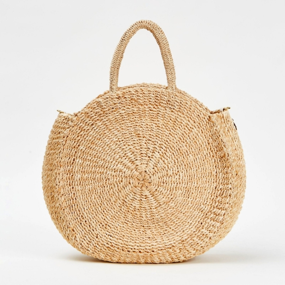 🌾 Clare V. Alice Circle Tote In Natural Raffia